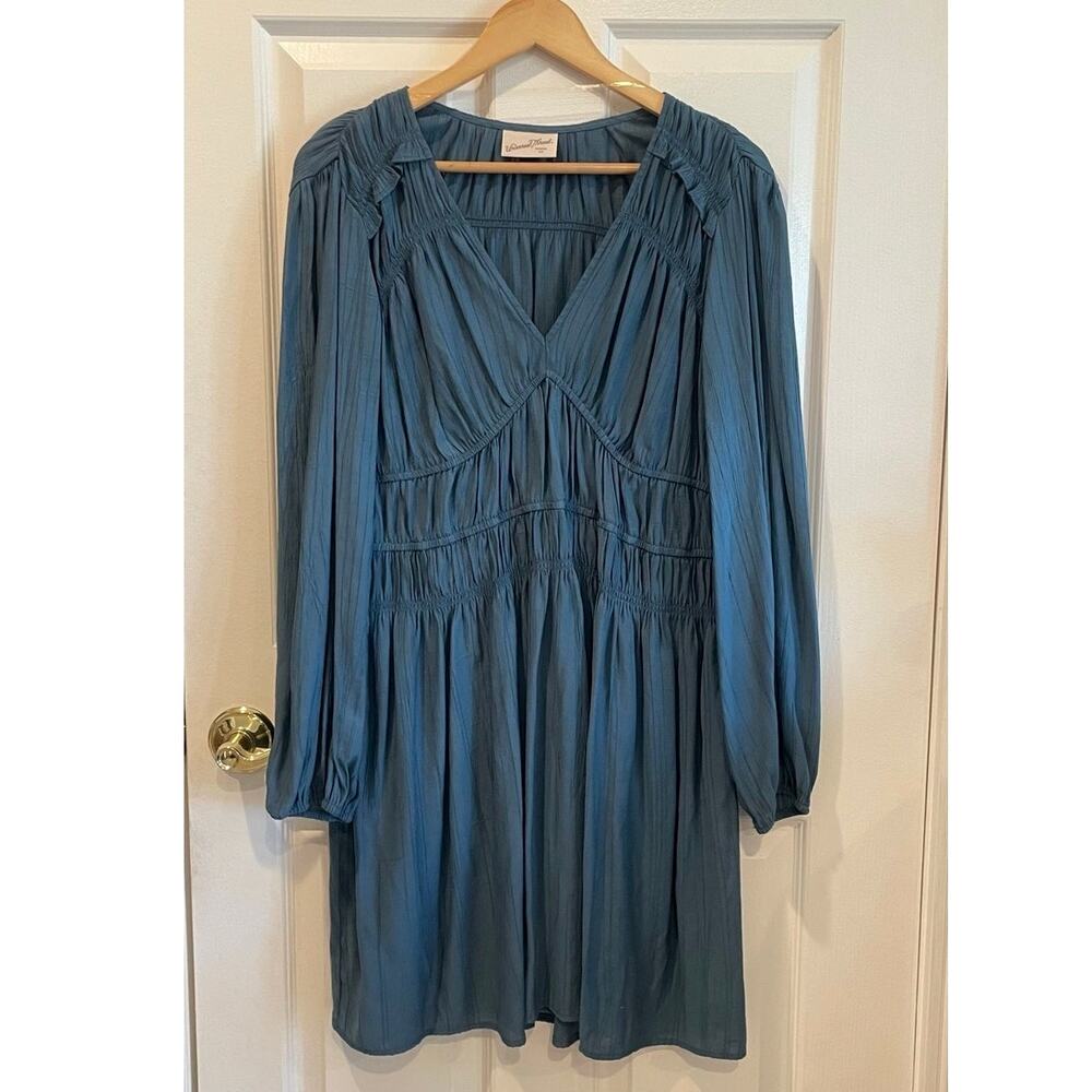 Universal Thread Blue Long Sleeve Smocked Ruffle Mini A-Line Cottagecore Dress L